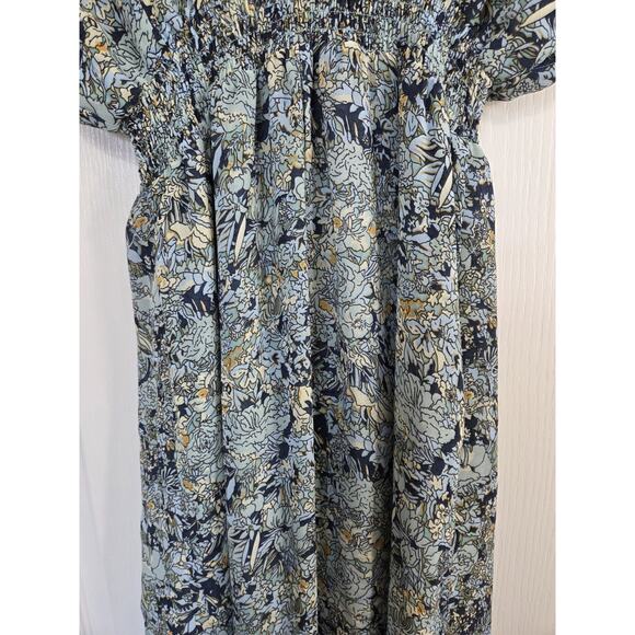 Maje Rachelli Blue Floral Chiffon Ruffled Elegant Midi Dress, Size Small (36) - Picture 14 of 15
